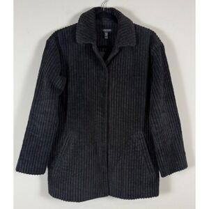 Eileen Fisher Petite Black Organic Cotton Corduroy Ribbed Jacket PP PTP